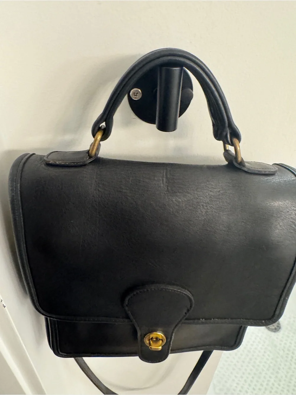 Coach Black Leather Station Satchel - Black